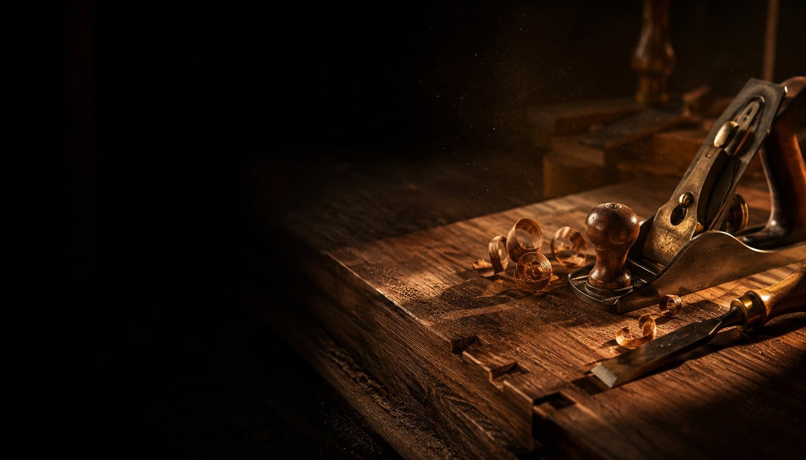 Close-up of fine woodworking and joinery